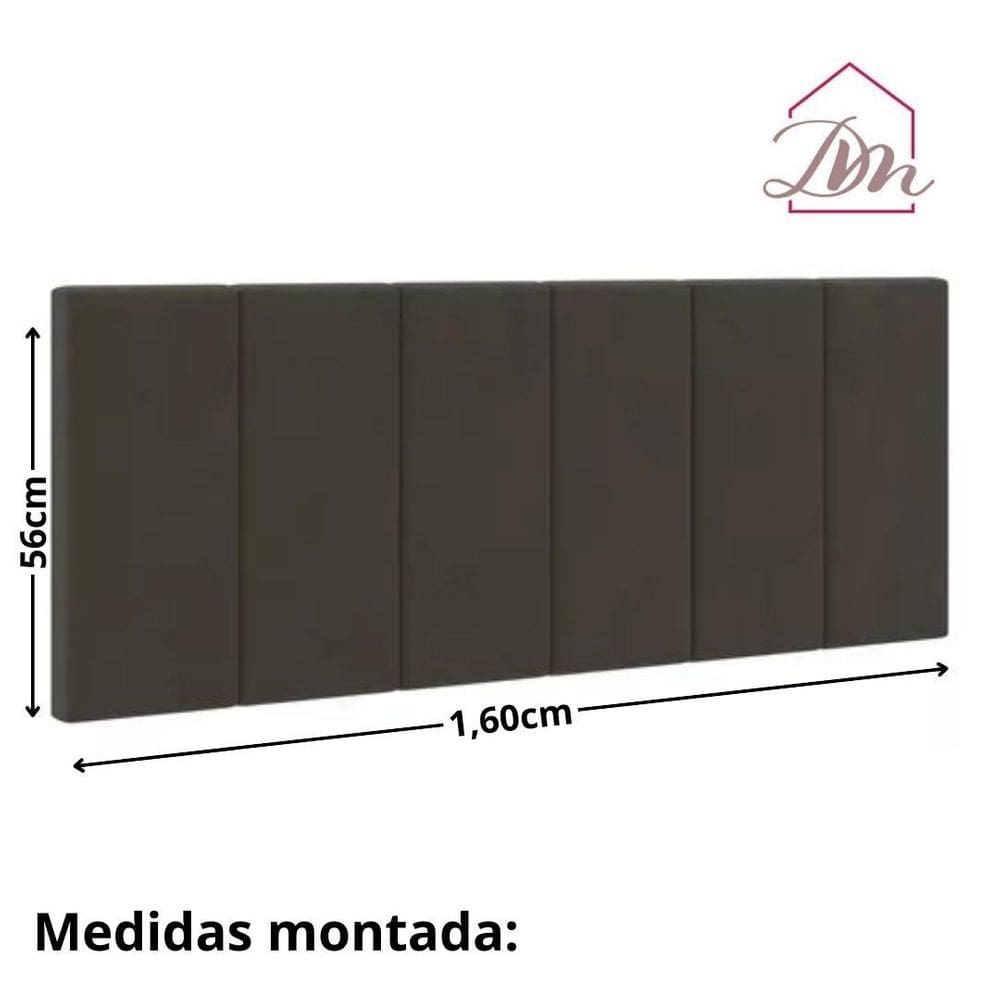 Cabeceira Cama Casal Estofada Queen 1,60Cm Marrom Quarto D.M