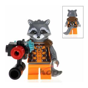 Boneco Blocos De Montar Rocket Raccoon Machine Gun