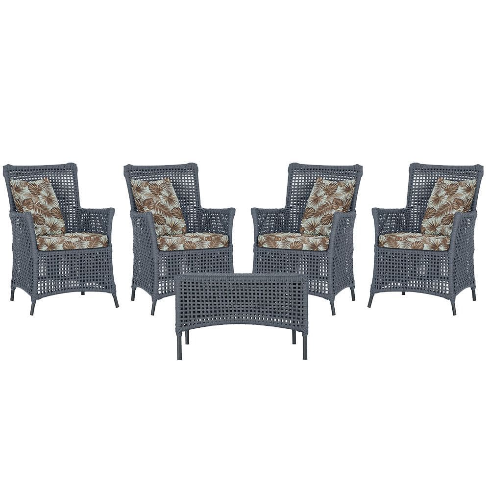 4 Poltronas e 1 Mesa Igapó em Alumínio Pintura Preta Corda Náutica Estofado 6