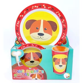 Jogo De Prato Infantil 3 Peças Meus Melhores Amigos Cachorro