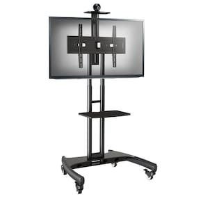 Pedestal TV Ajustável 32-75 | Preto | Bandejas | Fiação