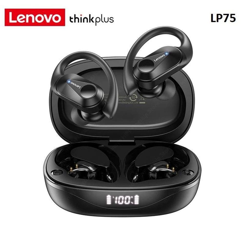 Fone de Ouvido Lenovo LP75 Bluetooth 5.3 - Preto