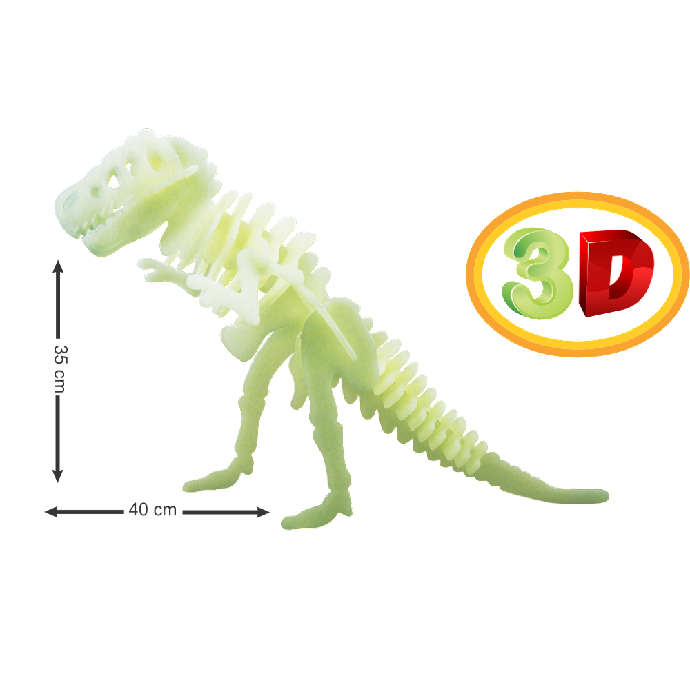 Quebra Cabeça 3D Tiranossauro Rex Gigante Brilha No Escuro