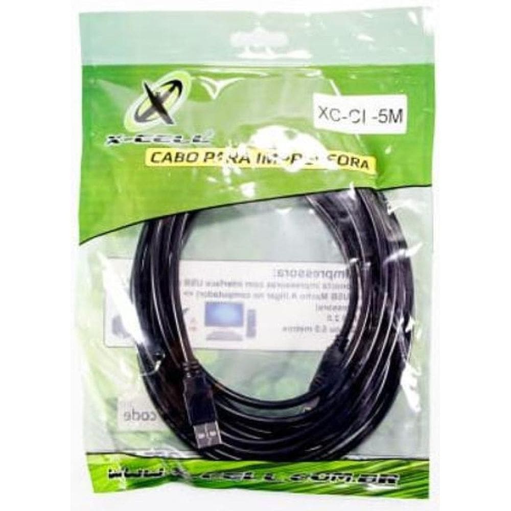 Cabo Usb 2.0 Para Impressora X-Cell 5M Preto AmXBm Xc-Ci-5M