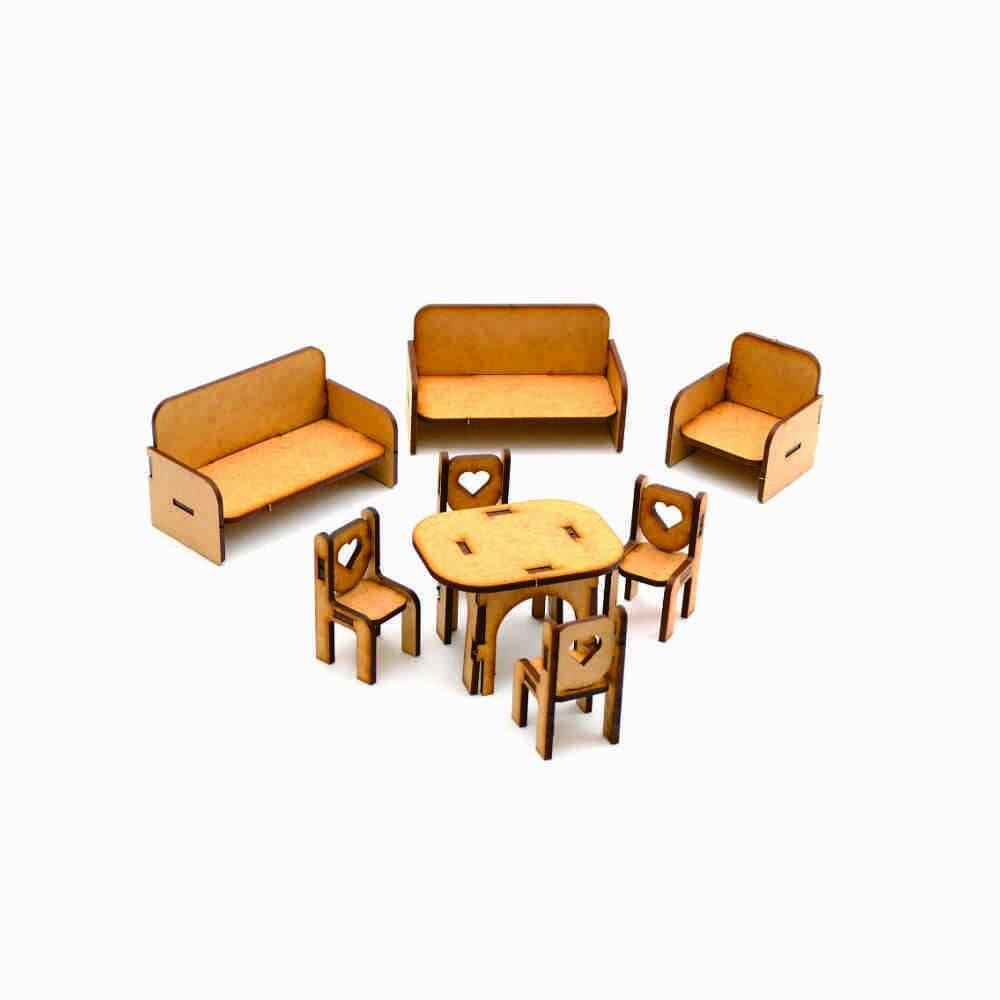 Mini Móveis Para Boneca Lol Polly 20 Pc Mdf Natural- Darama