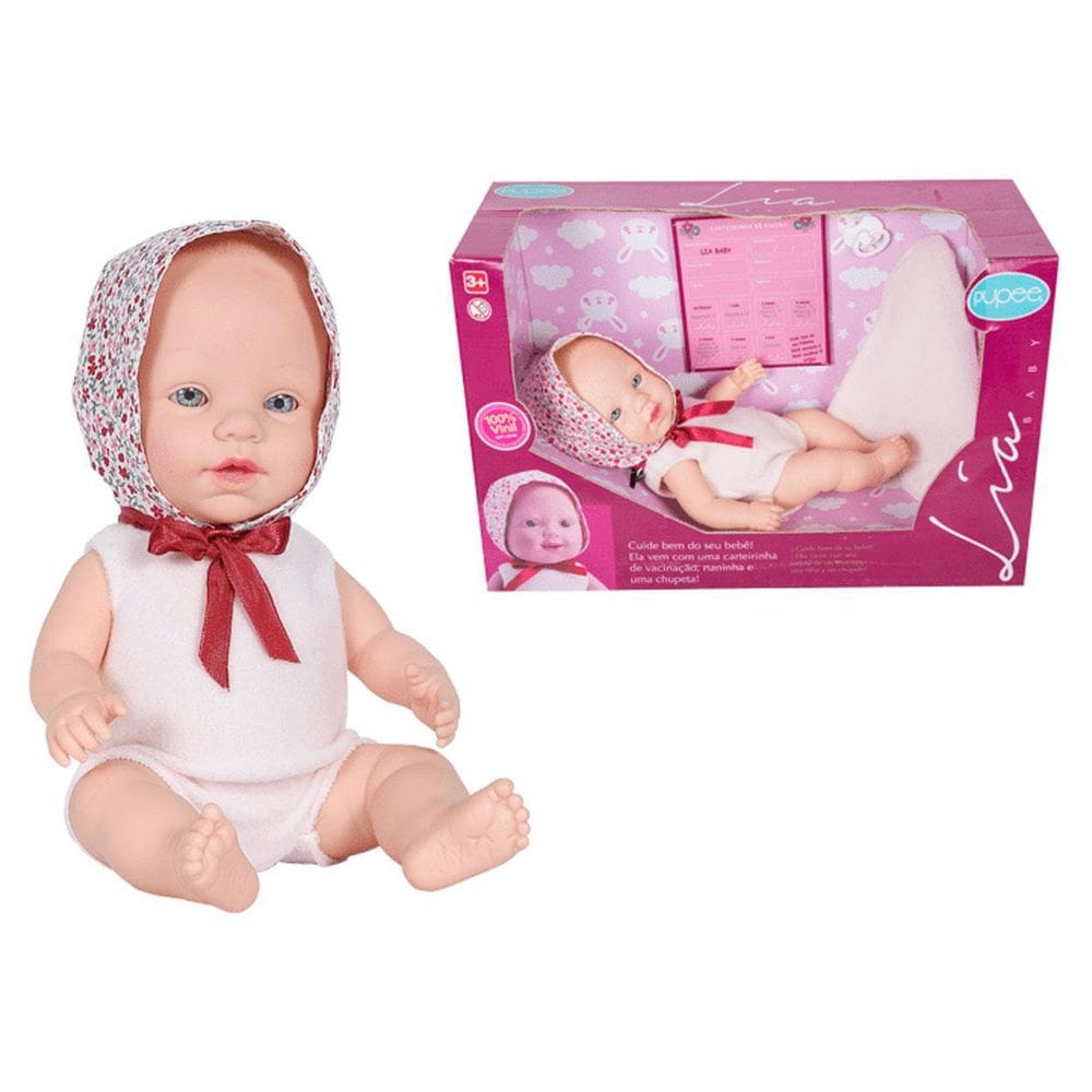 Boneca Lia Baby Com Naninha E Chupeta Pupee
