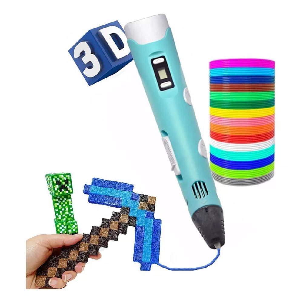Caneta 3D Pro + Filamentos + Fonte Usb E Suporte - Infantil