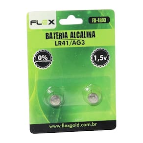 Pilha Alcalina Lr41 Ag3 1.5V Blister C 2 Peças Flex Fxlr03