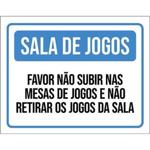 Kit 3 Placas Sala Jogos Não Subir Mesas Retirar Jogos