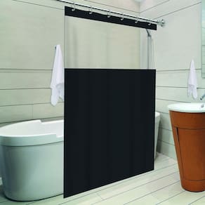 Cortina De Banheiro Para Box Com Visor 138x198cm Preto