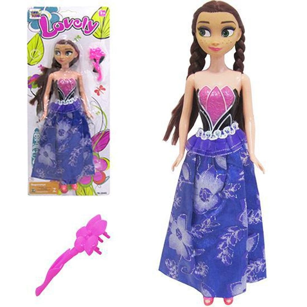 Boneca Lovely Com Vestido E Acessório Na Cartela