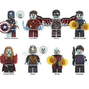 Kit 8 Bonecos Blocos De Montar Zumbi Marvel Edição Especial