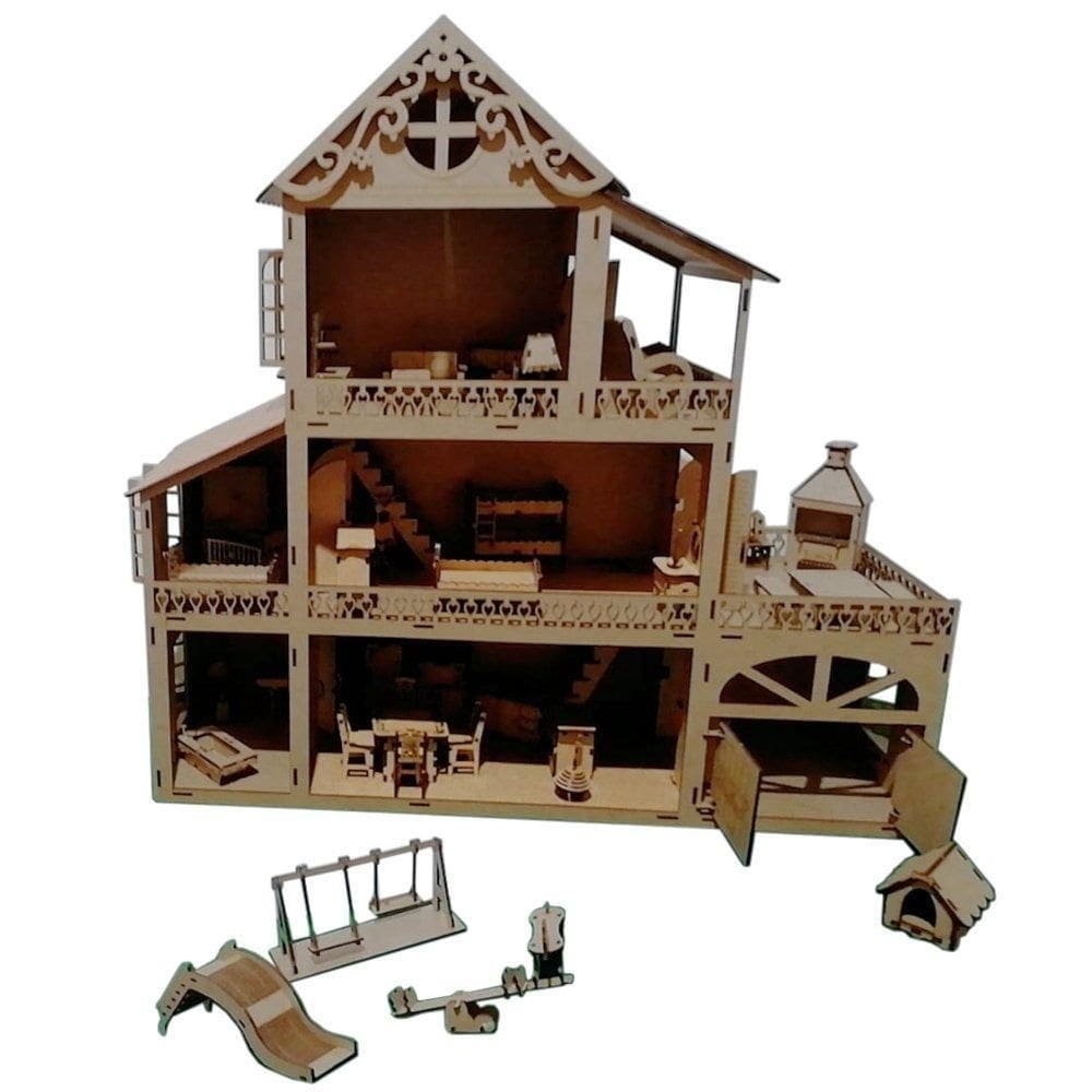 Casinha Para Boneca Polly Lol Com Garagem 60 Cm - Com Móveis