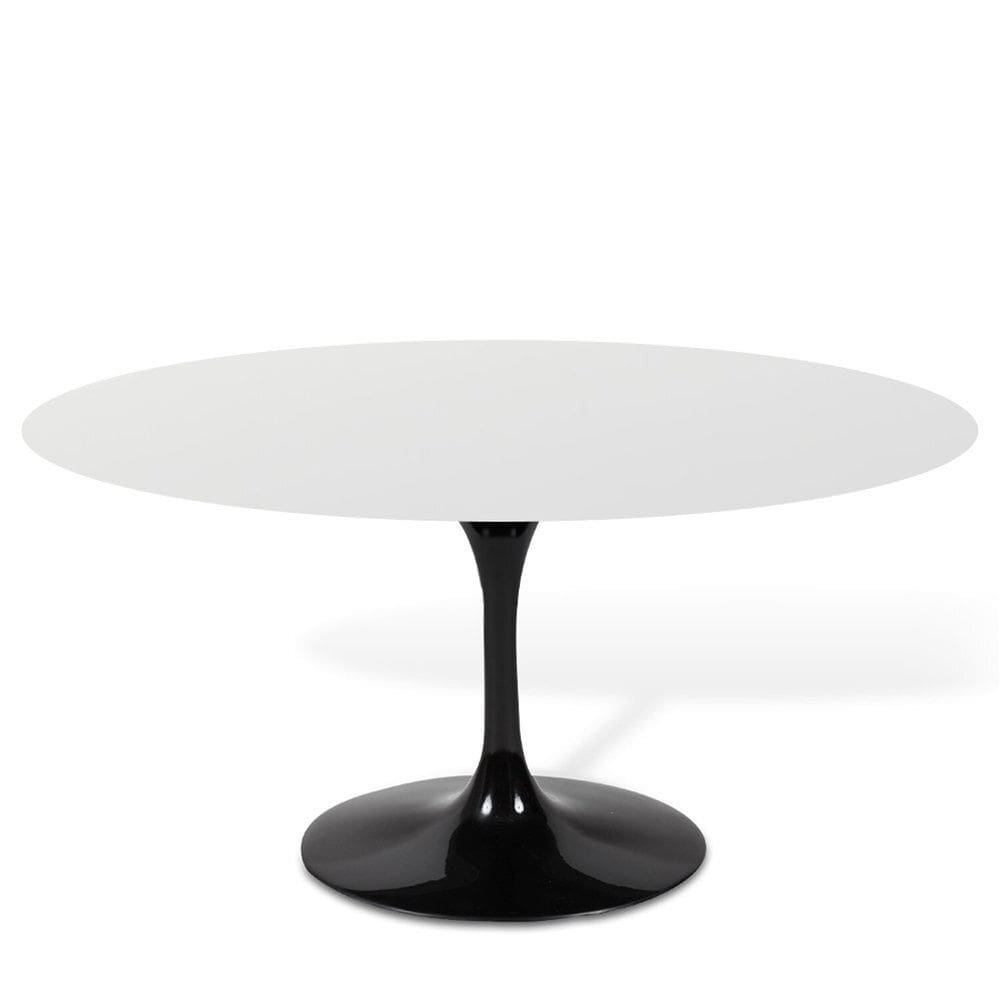 Mesa Saarinen Tulipa Oval Nanoglass 120x80cm Branco/Preto