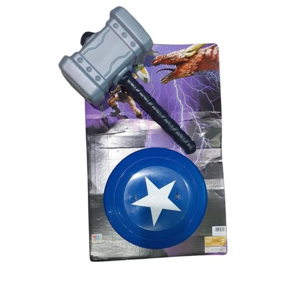 Kit Guerreiro Martelo E Escudo Fantasia Infantil