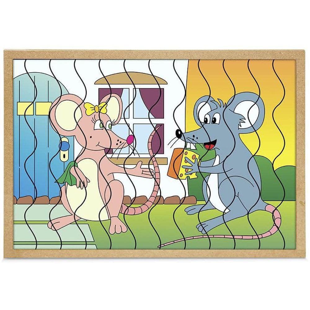 Quebra-Cabeça Casal Ratos 12 Peças 1287 - Carlu Brinquedos