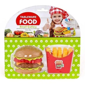 Comidinha Infantil Lanche Hambúrguer Batatas Fritas - Verde