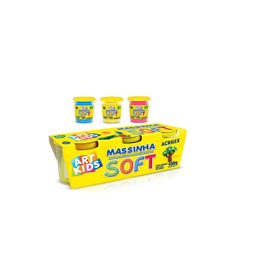Massinha Modelar Soft Com 3 Potes De 150G Cada Art Kids