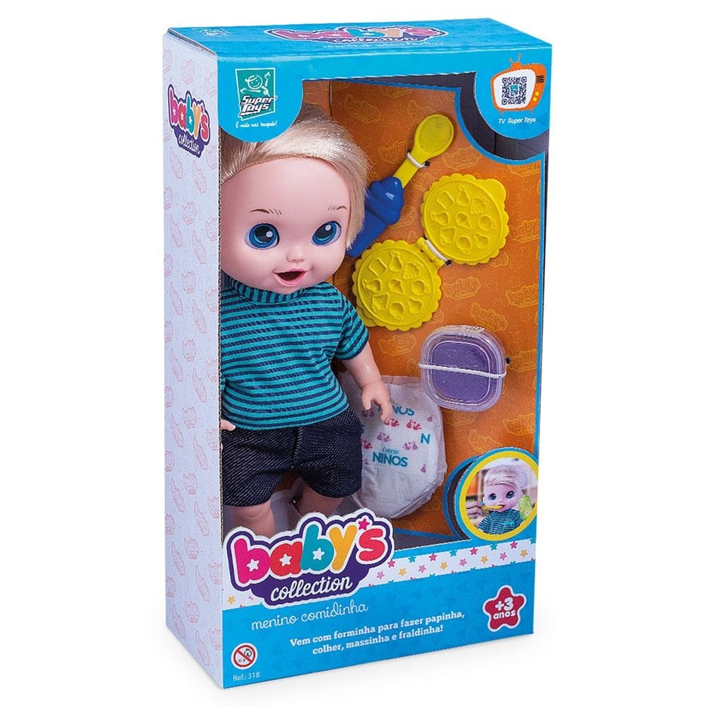 Boneco Baby`S Collection Comidinha Menino Super Toys
