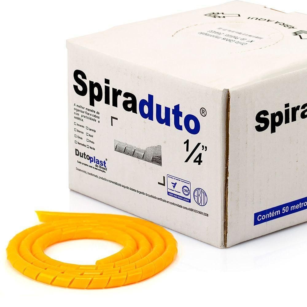 Organizador Fios E Cabos Spiraduto 1/4 Laranja - 4 Mt