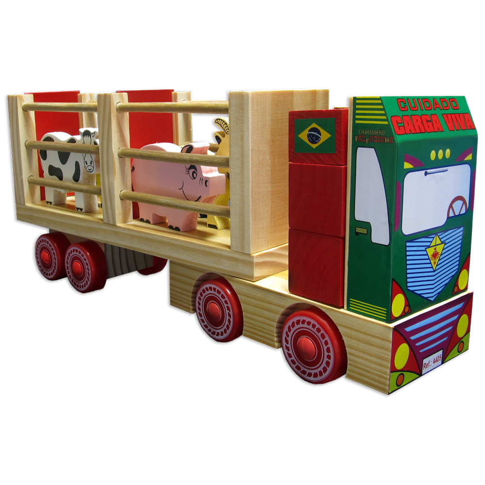 Caminhão Fazendinha-Brinquedo Educativo Madeira-Carimbras