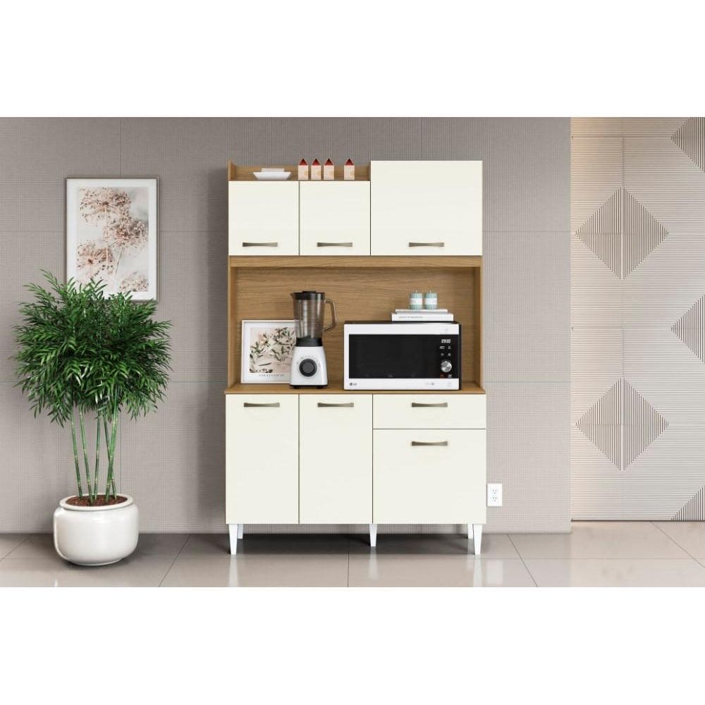 Kit Cozinha Berlim 6 Portas 1 Gaveta Atacama/ Off White - Aramóveis
