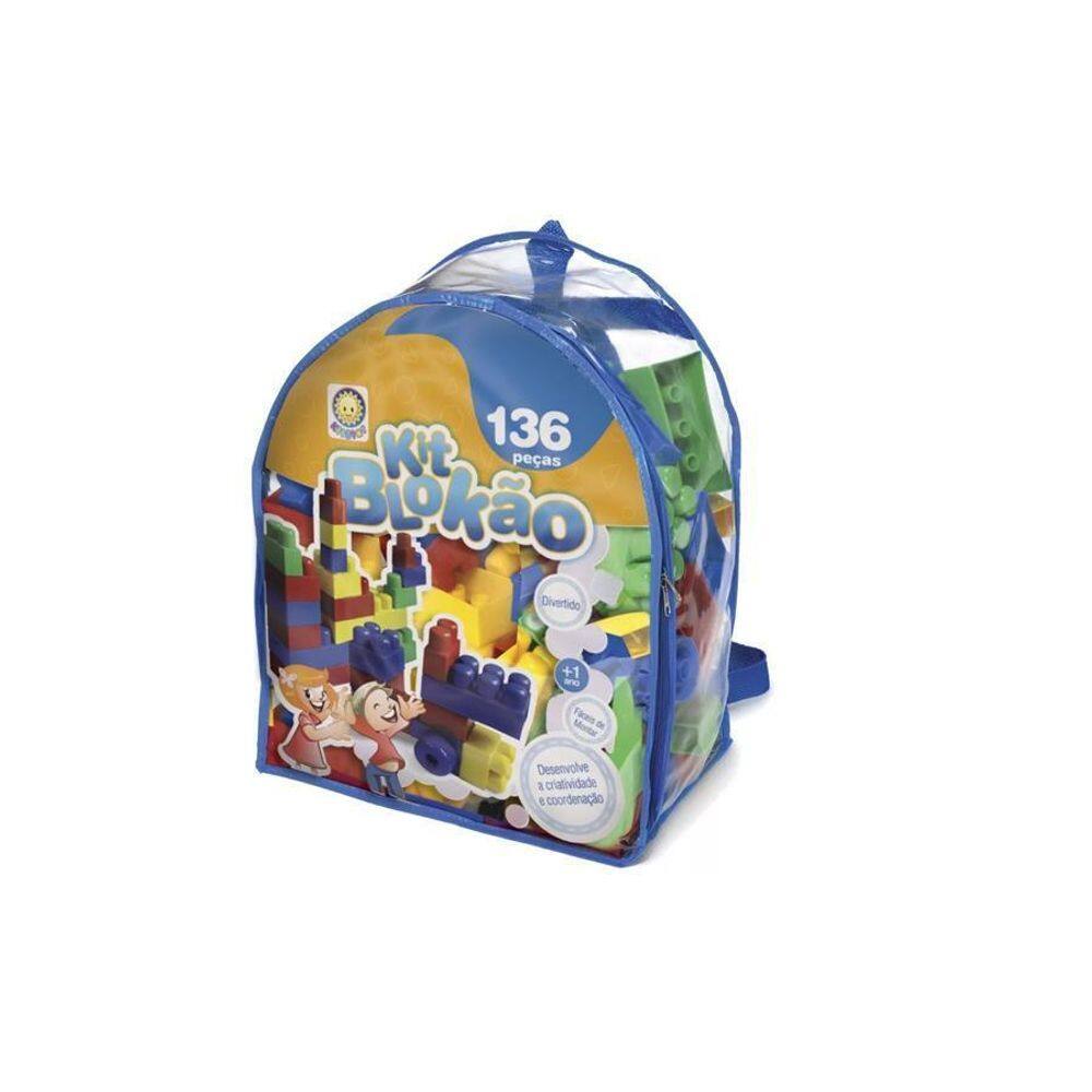 Blocos De Montar Kit Blokão Azul 136 Peças - Kitstar