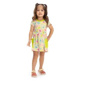 Vestido manga curta canelado estampado Have Fun