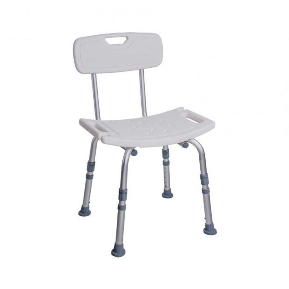 Banqueta Banho D2 Dellamed - Altura Ajustável - Branco/Cinza