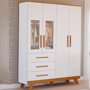 Guarda Roupa Retrô 4 Portas 100% MDF - Móveis Peroba