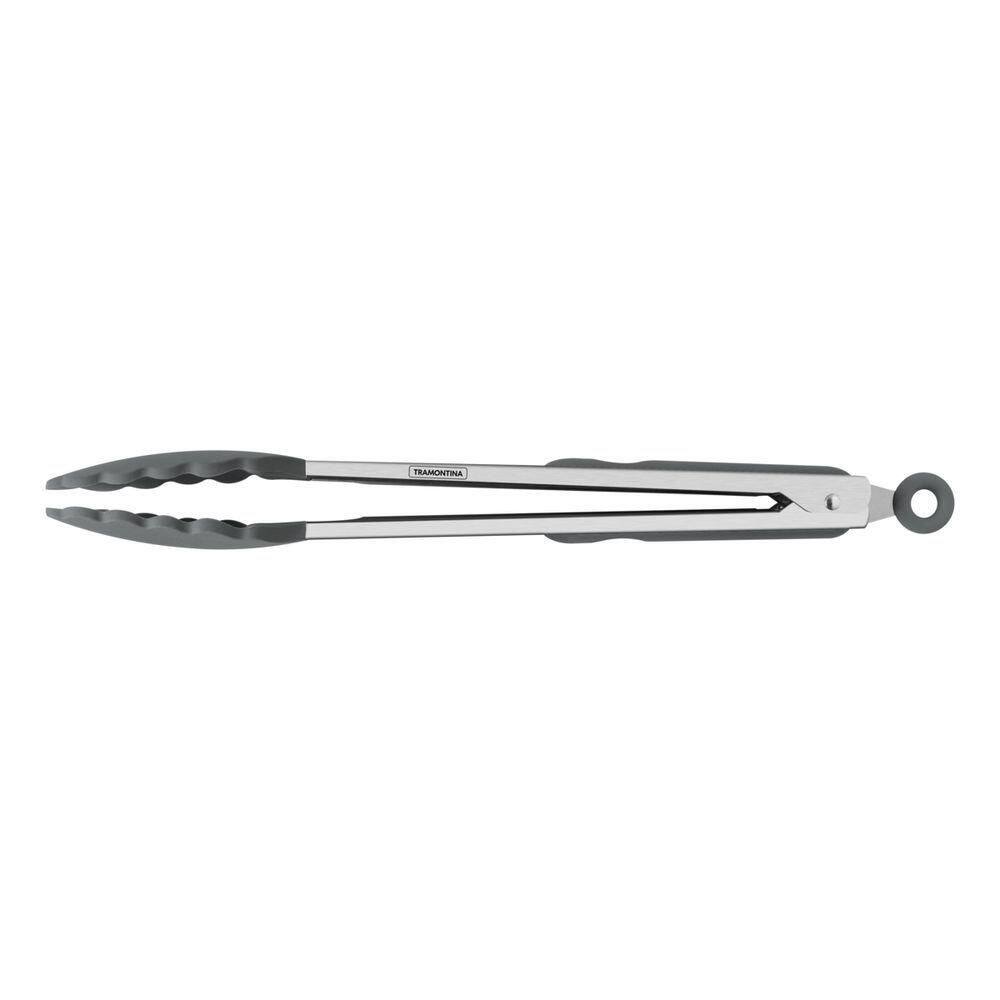 Pegador Multiuso Tramontina Molde Em Silicone Cinza E Aço Inox 29 Cm