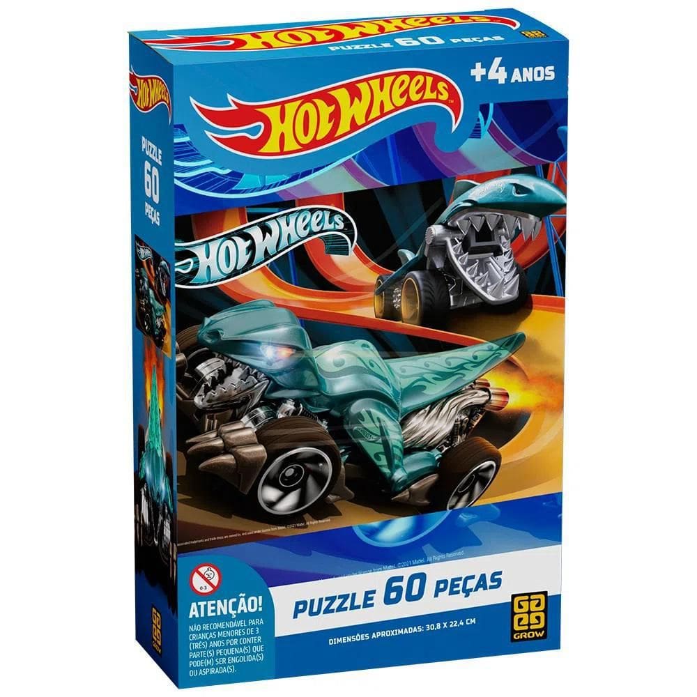 Jogo Quebra Cabeça 60 Peças Hot Wheels Grow - 04169
