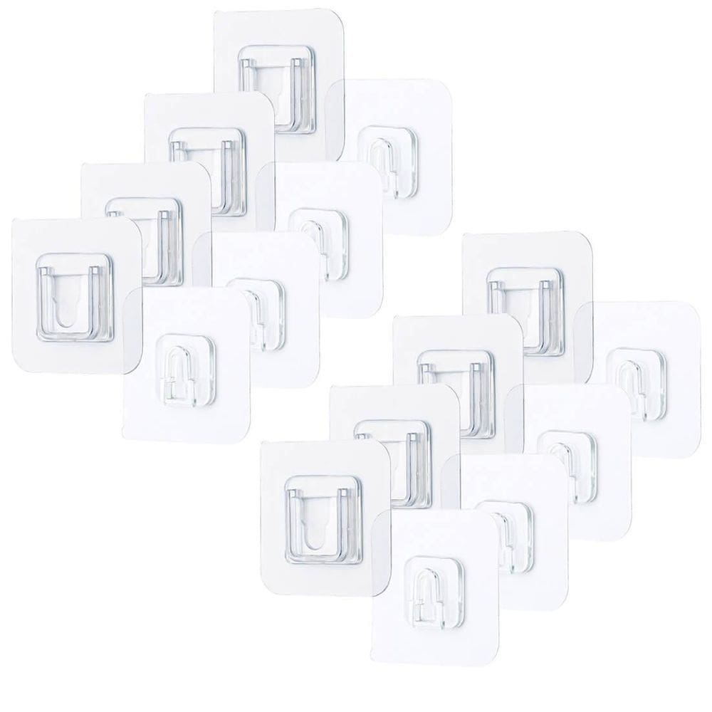 Kit 8 Ganchos Adesivo De Encaixe Transparente Multiuso