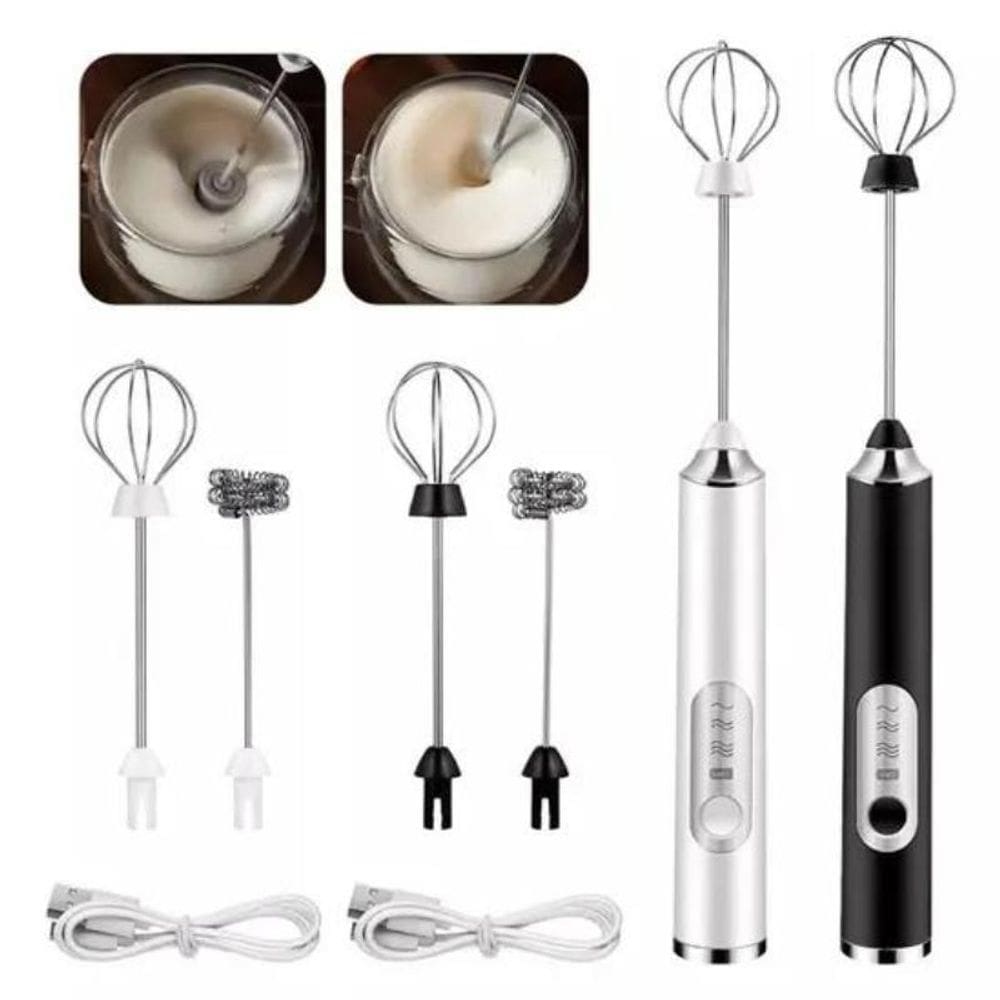 Batedor Elétrico 3 Velocidades 2 Em 1 Espuma Leite Café