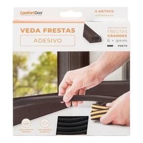 Fita Veda Fresta Auto Adesiva Rolo 6 Metros Mod D 6Mm Preto