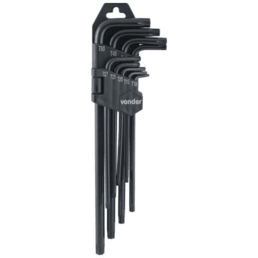 Kit Chave Hexalobular 9 Pcs T10 Á T10 Cabo Longo Crv Vonder