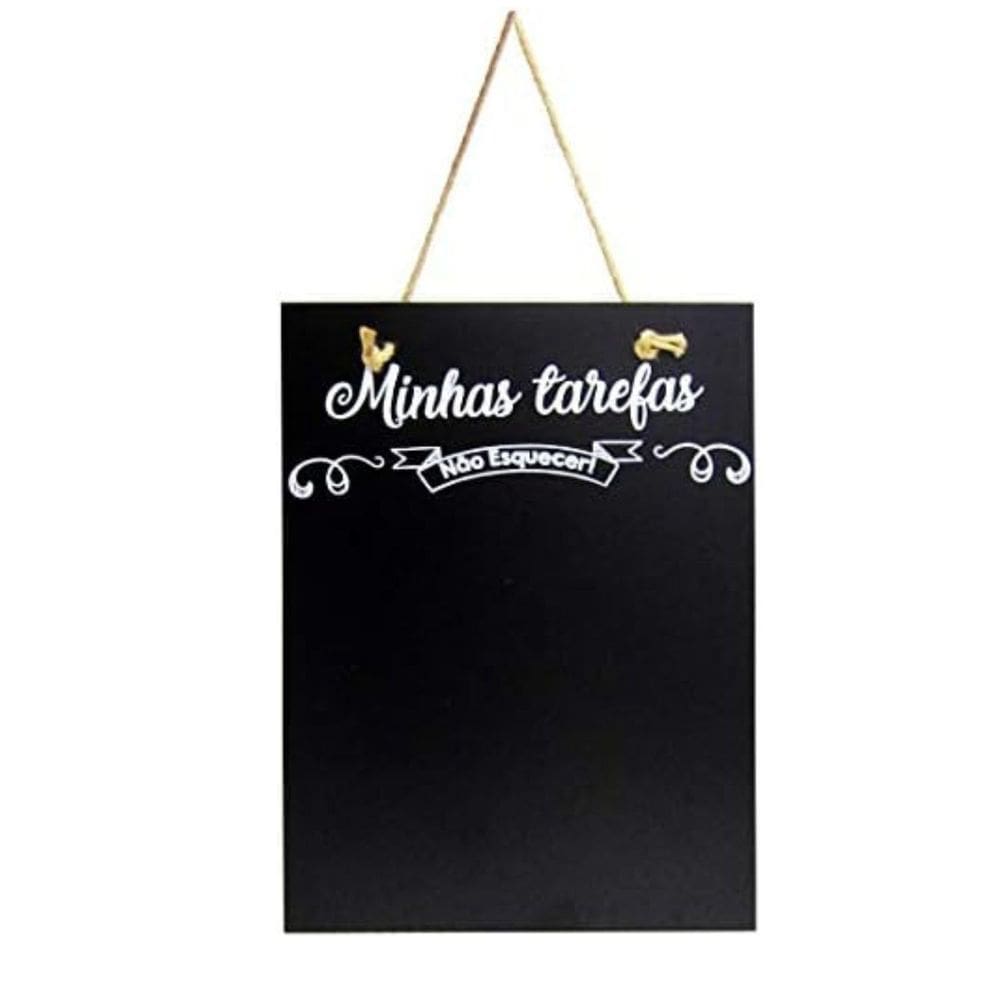 Quadro Placa Porta Recado Negro De Madeira 36cm