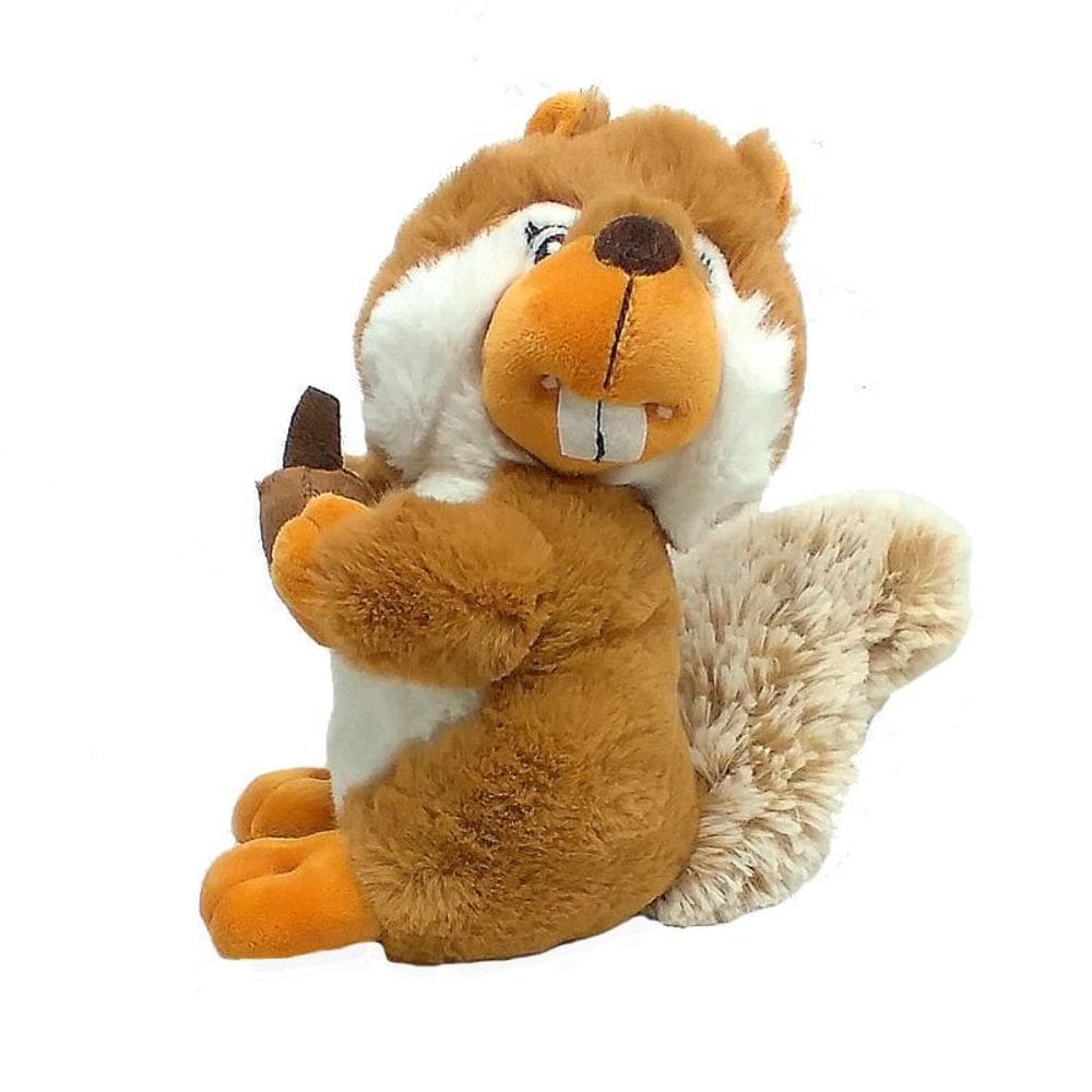 Esquilo De Pelúcia Marrom Com Nozes 20 Cm