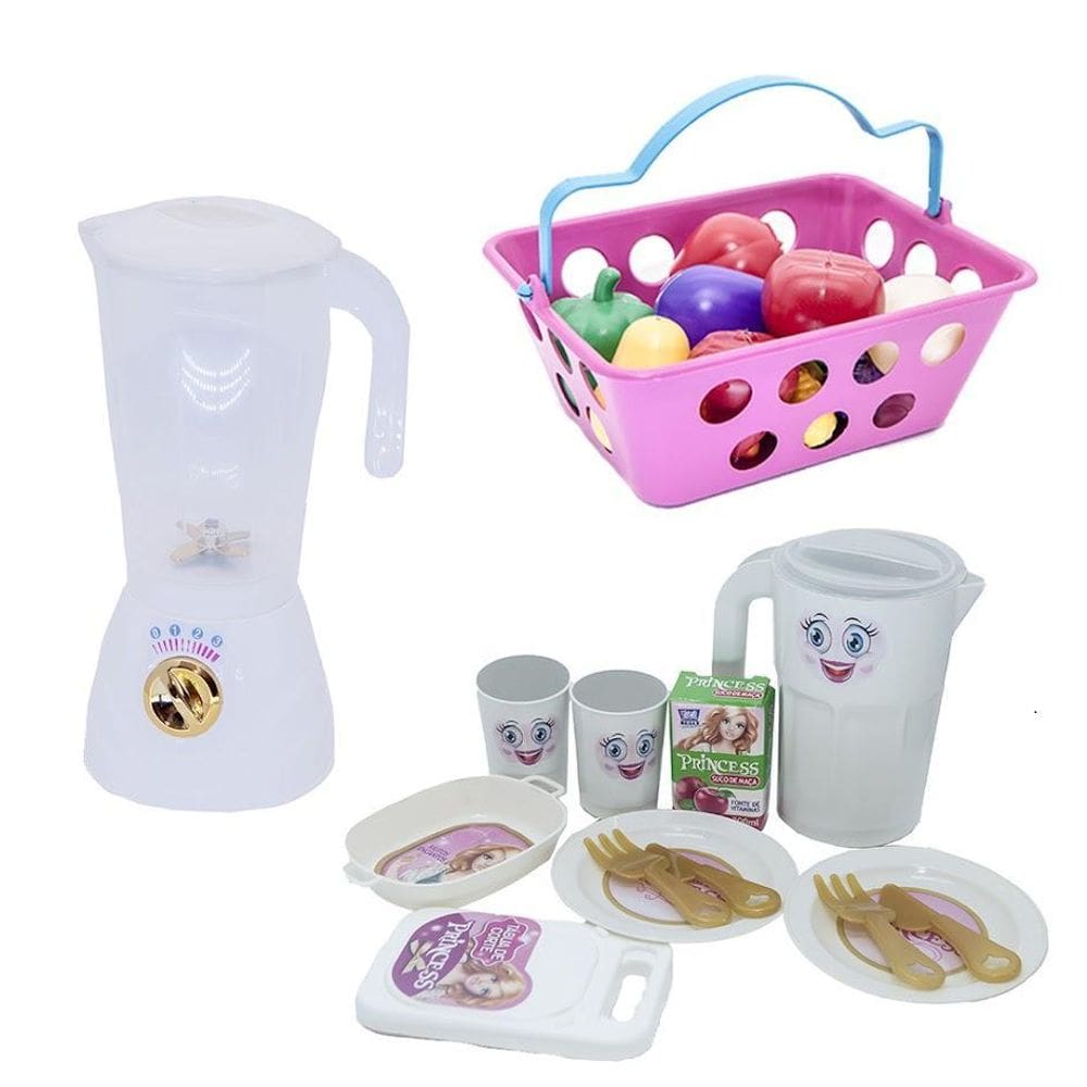 Kit Cozinha Princesa Jantar Liquidificador Mercadinho 26Pç