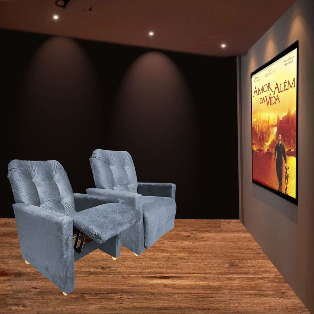 kit Duas Poltronas Reclinavel Pra Sala de Cinema Premium Grafitte