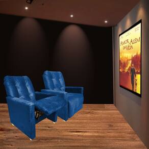 kit Duas Poltronas Reclinavel Pra Sala de Cinema Premium Marinho