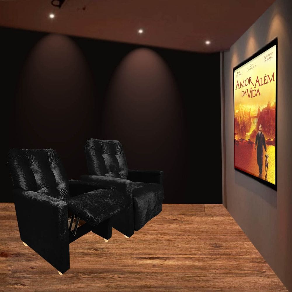 kit Duas Poltronas Reclinavel Pra Sala de Cinema Premium Preto