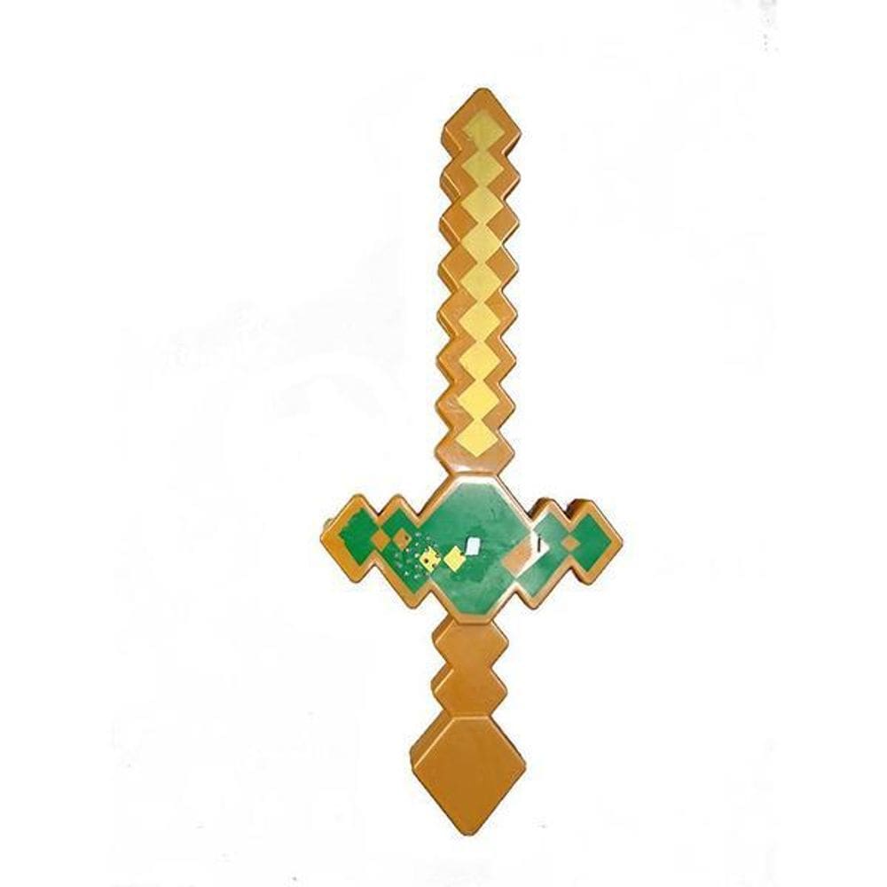 Espada Pixel Minecraft 58Cm Diamante Som E Luz + Pilha- Azul