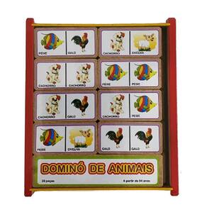 Dominó De Animais Em Mdf Brinquedo Educativo Pedagógico