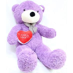 Urso Gigante 1,4 mts Lilás com Coração Romântico Amor