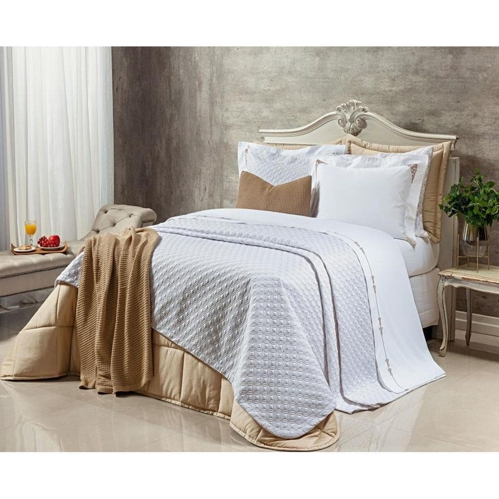 Cobre Leito Super King Torino 3Pçs Bordado 400 Fios 100%