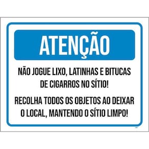 Kit 3 Placa Não Jogue Lixo Mantenha Sítio Limpo 36X46