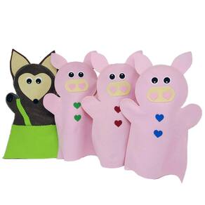 Fantoche - Feltro - Lobo E Os Três Porquinhos - Kits E Gifts