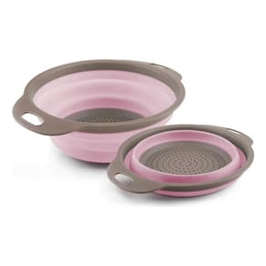 Escorredor Macarrão Legumes Retrátil Silicone - Rosa
