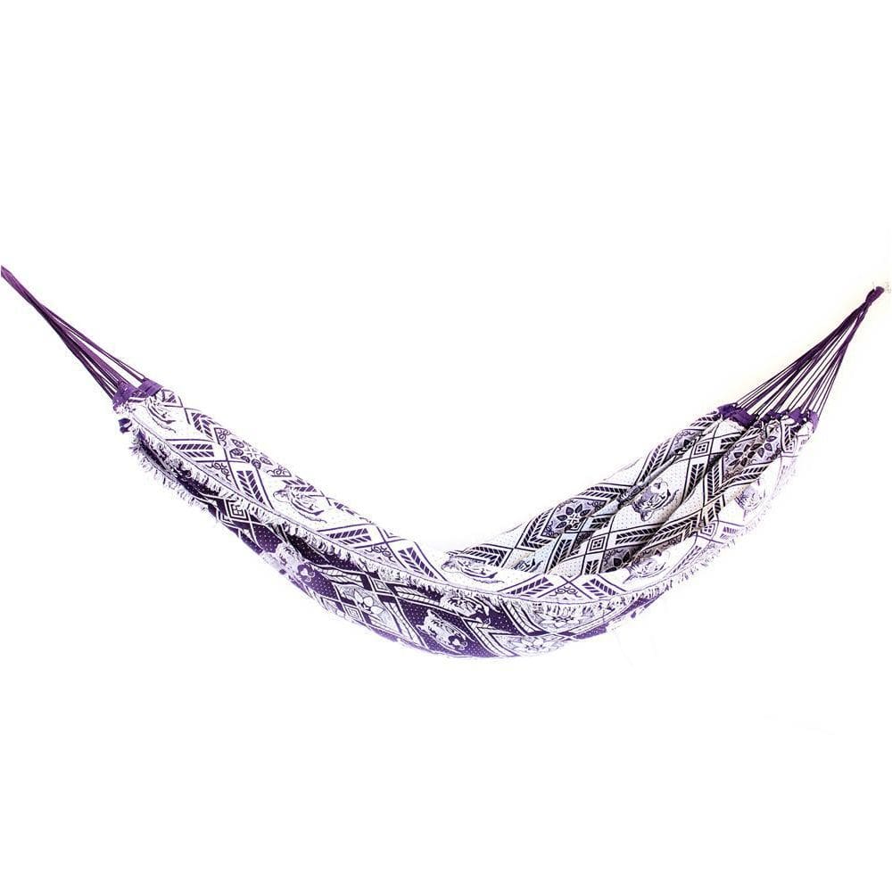 Rede De Dormir Casal Indiana Lilás Com Branco